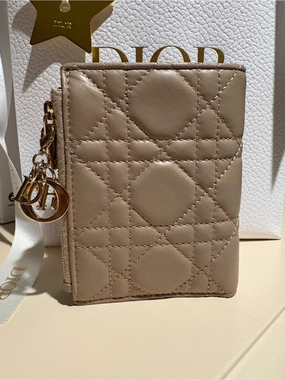 Lady Dior Medium Wallet in Desert Taupe